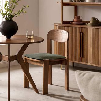 Castlery Solid-Ash Wood Dining Chair with Dark Gray Cushion Set of 2 - Dark Brown | Anya by Castlery