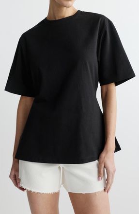 DL1961 Cotton Jersey Peplum Girlfriend T-Shirt in Black at Nordstrom, Size Medium