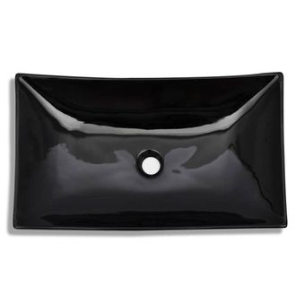 Berkfield Home Elegant Ceramic Bathroom Sink Basin Black Rectangular