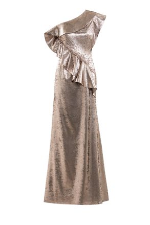 Saiid Kobeisy Embellished One-Shoulder Lam&eacute; Dress
