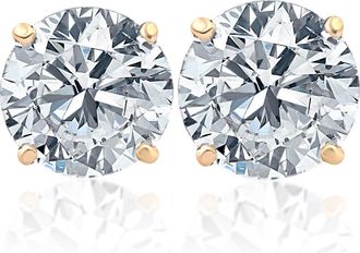 Pompeii3 2 Ct TW Real Diamond Studs With Screw Backs in 14k White or Yellow Gold