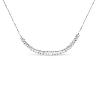 House of Brilliance 14K White Gold Lab Grown Diamond 5.0 Cttw Emerald Cut Station Necklace