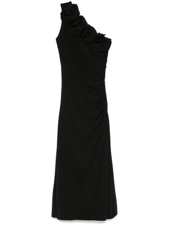 Nissa floral-appliqu&eacute; maxi dress - women - Spandex/Elastane/Polyester/Polyester/Spandex/Elastane - 36 - Black