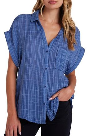 Bella Dahl Plaid Short Sleeve Button-Up Shirt in Bright Indigo at Nordstrom, Size Large