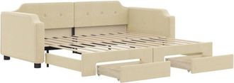 vidaXL Sof&aacute; Cama Nido Con Cajones Tela Color Crema 100x200 Cm Vidaxl