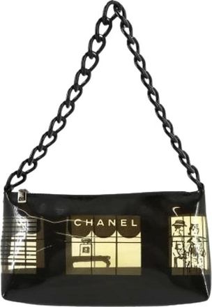 Chanel Pre-owned Shoulder Bags, female, Black, Size: ONE SIZE Pre-owned Vintage Vinyl Shoulder Bag