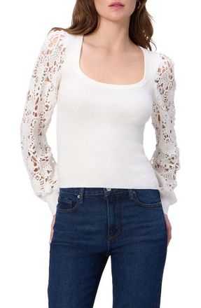 Paige Maya Lace Sleeve Sweater in Ivory at Nordstrom, Size Xx-Small