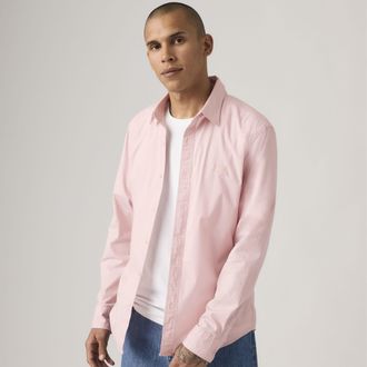 Levi's Battery Housemark Slim Fit Shirt - Mens - XL - Pink / Lotus Stretch Poplin