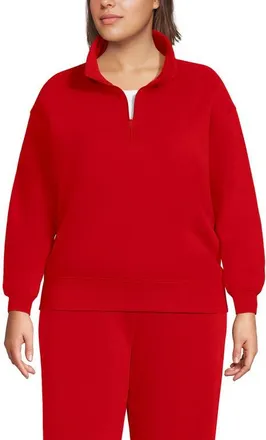 Lands End Plus Size Serious Sweats Relaxed Quarter Zip Pullover Sweatshirt in Coral Red at Nordstrom, Size 3X