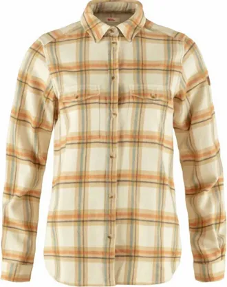 Fj&auml;llr&auml;ven Womens Ovik Heavy Flannel Shirt In Chalk White/dune Beige