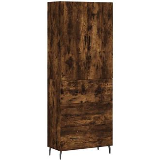 vidaXL Aparador alto madera contrachapada roble ahumado 69,5x34x180 cm vidaXL