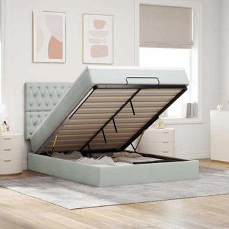 vidaXL Vidaxl - Estructura Cama Otomana Con Colchones Gris Claro 140x200cm