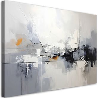 Feeby Cuadro En Lienzo, Abstracci&oacute;n En Gris Con Imitaci&oacute;n De Pinceladas, 120x80