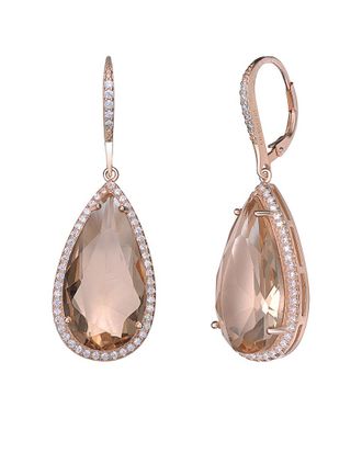 Genevive 18K Rose Gold Vermeil Cz Drop Earrings
