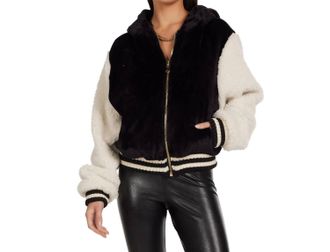 Michael Lauren Sway Sherpa Jacket In Black/milk