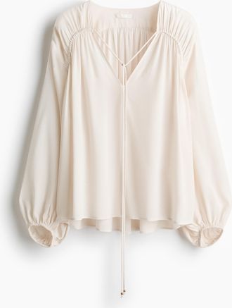 H&M Oversized Viskosebluse - Beige