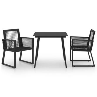 Berkfield Home 3 Piece Outdoor Dining Set PVC Rattan Black