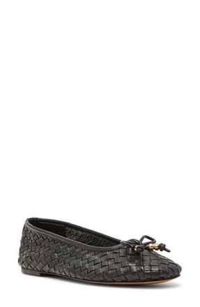 Steve Madden Divy Woven Ballet Flat in Black Leather at Nordstrom, Size 5.5