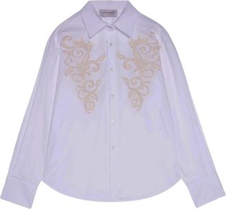 Ermanno Scervino Overhemden, Dames, Wit, M, Katoen, Katoenen Poplin Shirt