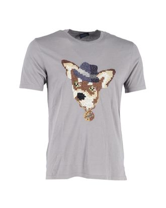 Lanvin Lanvin T-shirt met geborduurde hondenprint in grijs katoen