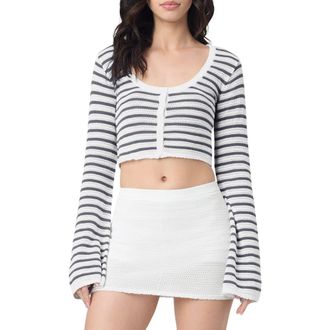 Florence By Mills Crop Cardigan in Gris White Stripe at Nordstrom Rack, Size Xx-Small