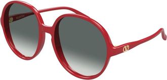 Valentino Sunglasses, female, Red, Size: 59 MM VLogo Round-frame Sunglasses