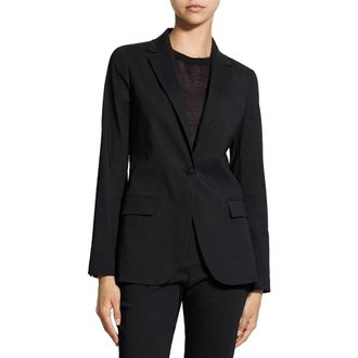 Theory Linen Blend Staple Blazer in Black at Nordstrom, Size 18