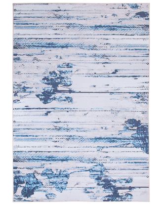 Beliani Tappeto A Pelo Corto Blu-beige 140 X 200 Cm Burdur