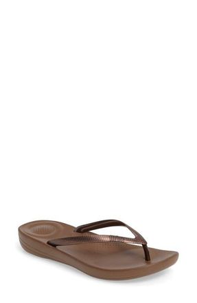 FitFlop iQushion Flip Flop in Metallic Bronze at Nordstrom, Size 6