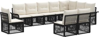 vidaXL Conjunto De Sof&aacute;s De Jard&iacute;n 10 Uds. Negro Rat&aacute;n Sint&eacute;tico Vidaxl