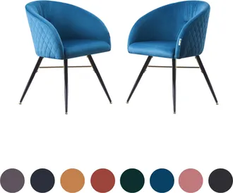 Life Interiors Life Interiors - Juego De 2 Sillas De Comedor Vittorio Lux De Terciopelo Con Patas De Metal - Silla De Comedor - Silla Tapizada - Silla De Comedor Mod
