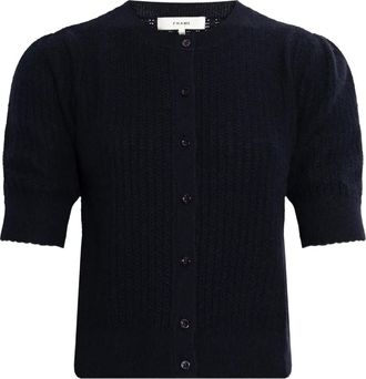 Frame Denim puff-sleeve button cardigan - women - Cashmere - S - Blue