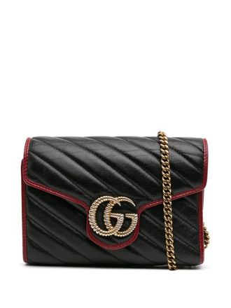 Gucci 2016-2024 GG Marmont Matelasse Leather Torchon Wallet On Chain crossbody bag - Black