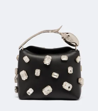 Erdem Bloom Mini embellished leather top-handle bag