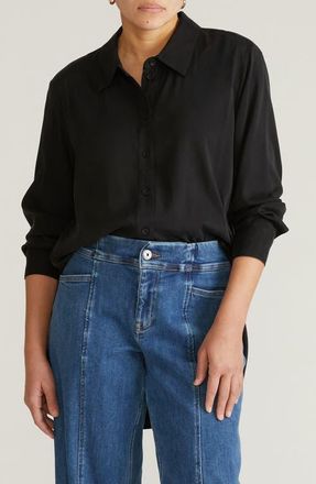 Universal Standard Cooling Oversize Button-Up Shirt in Black at Nordstrom, Size Xl