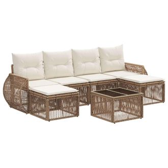 vidaXL Conjunto De Sof&aacute;s De Jard&iacute;n 7 Pcs Beige Y Blanco Crema Vidaxl
