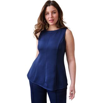 Jessica London Perfectease Peplum Top in Navy at Nordstrom, Size Medium