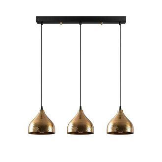 Wonderlamp Regleta colgante 3 luces oro con detalles en relieve
