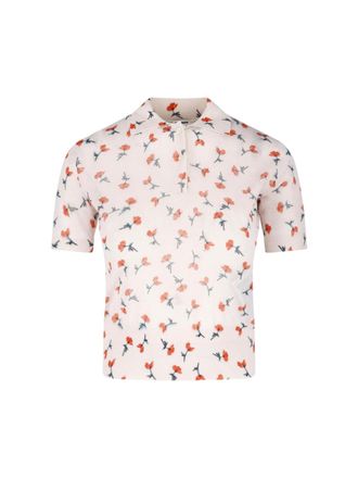 Jil Sander Light Pink Floral Print Short-Sleeve Top