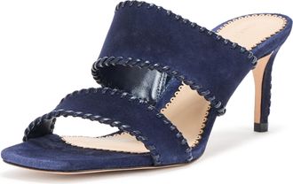 Cinq à Sept Womens Sutton Whipstitch Sandal Heeled, Navy, 4.5 UK