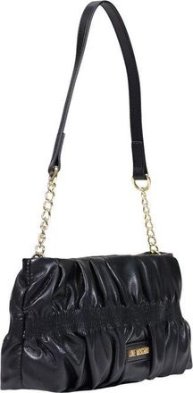 Love Moschino Pleated Polyurethane Shoulder Bag - Black