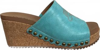 Corkys Footwear Women Saddle Up Wedge Sandal In Turquoise