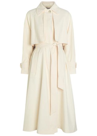 Herno Belted Woven Trench Coat - Off White - 46 (UK14 / L)