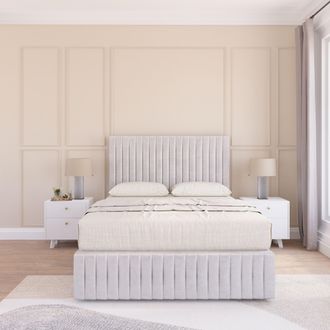 Sloomy Madison Divan Bed Set With No drawers & Matching Footboard - Plush Velvet in Silver | Size: Small Single