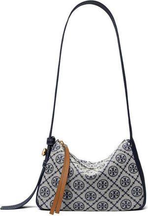 Tory Burch Small Romy T Monogram Canvas Shoulder Bag in Tory Navy at Nordstrom