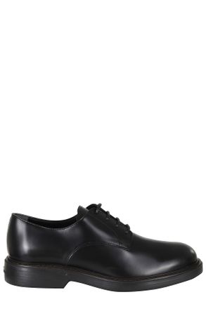 Hogan Black H704 Leather Rubber Sole Leather Lace-Up Shoes