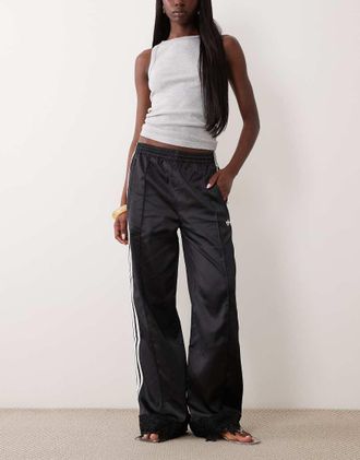 adidas Originals Firebird - Pantaloni sportivi in raso neri con fondo in pizzo-Nero