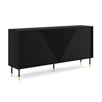 Petits Meubles Buf&eacute; 4 puertas paneles laminados negro