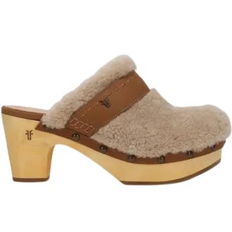 Frye Womens Jessica Shearling Clog In Tan
