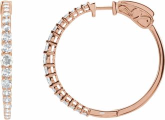 Diamond2Deal 14K Gold 1 1/3ct Lab-Grown Diamond Hoop Earrings Clarity I1, Color G-H